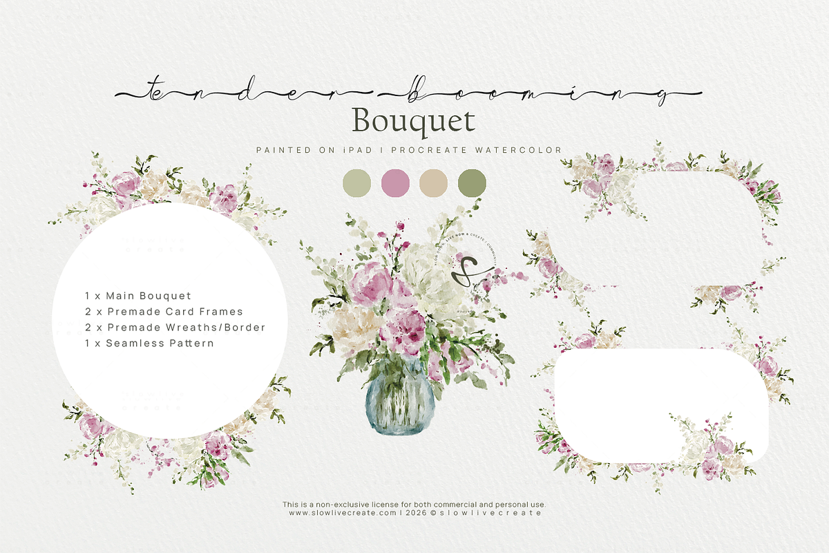 Bloom | Wedding Watercolor Florals, a Pattern Graphic by slowlivecreate (Photo 4 of 7)