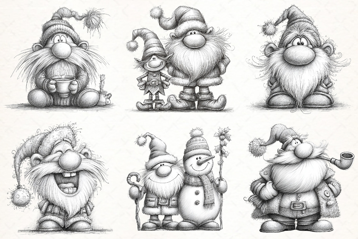 Santa Sketch,Christmas Clipart, an Illustration by Libby Wishes (Photo 4 of 9)