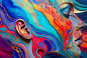 Portrait of a women profile filled with abstract paint textures2, an Arts & Entertainment Photo by DanFLCreativo