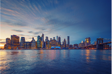 View on Manhattan at dusk, an Architecture Photo by sborisov