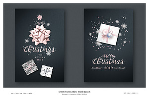 6 Christmas Cards - Rose/Black