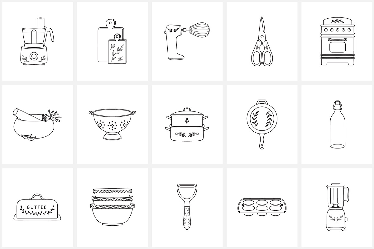 Kitchen & Cooking Icons, an Outline Icon by NatalieArtShop (Photo 2 of 16)