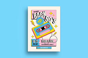Cream Retro 90s Music Festival Flyer, a Flyer Template by graphicook