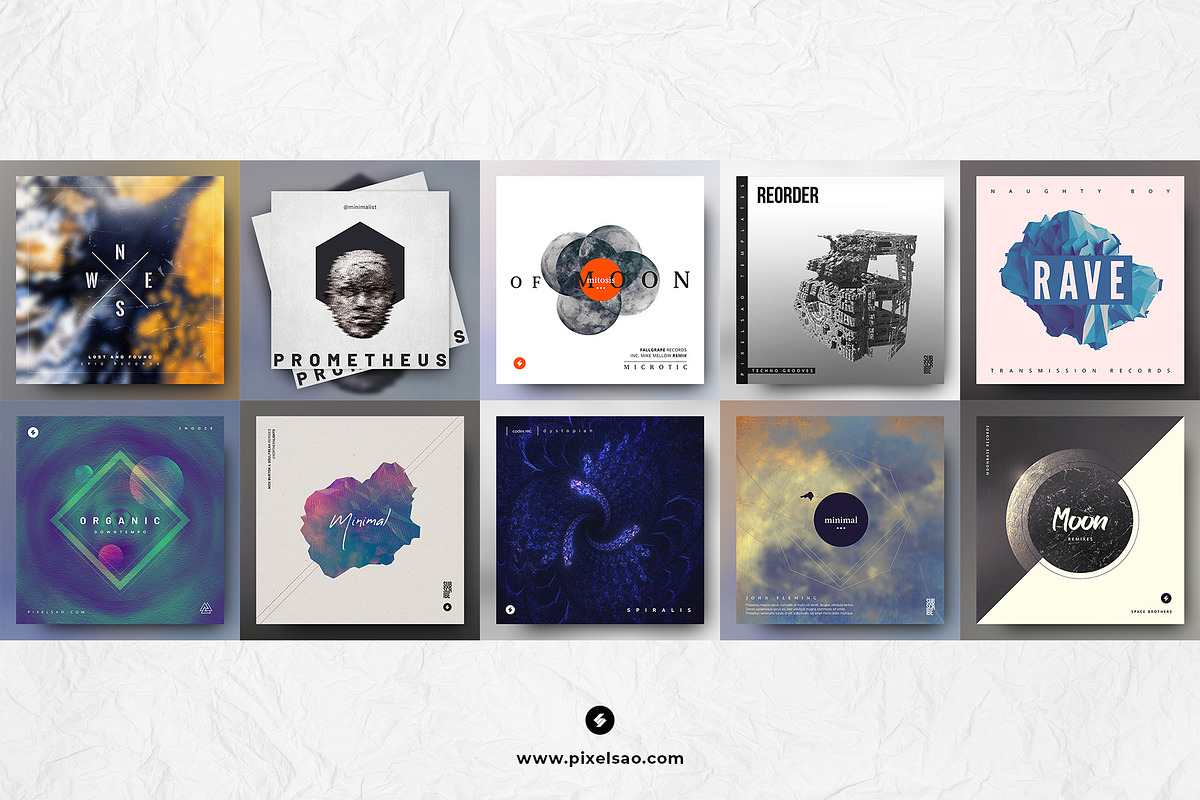 50 Minimal Album Covers Bundle, a Social Media Template by pixelsao (Photo 2 of 6)