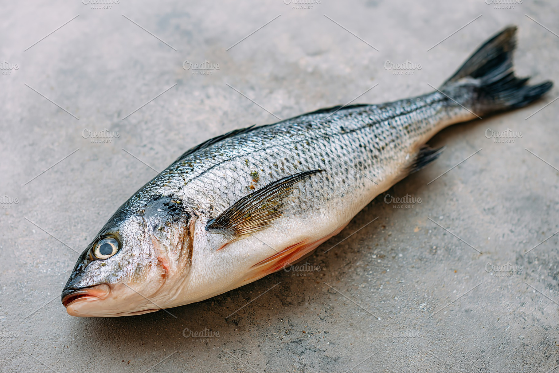 Fresh fish resting on a textured surface ready for preparation in a kitchen set, a Food & Drink Photo by AlyaAnd