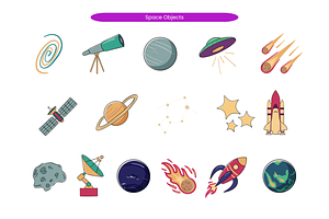 Space Objects, an Education Illustration by Creathub Studio