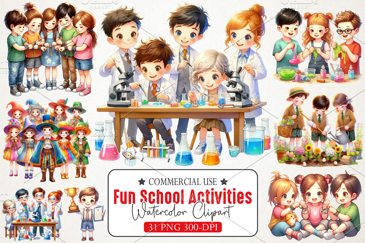 Fun School Activities Clipart, an Illustration by RobertsArt (Photo 1 of 3)