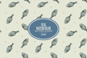 seal watercolor repeat pattern