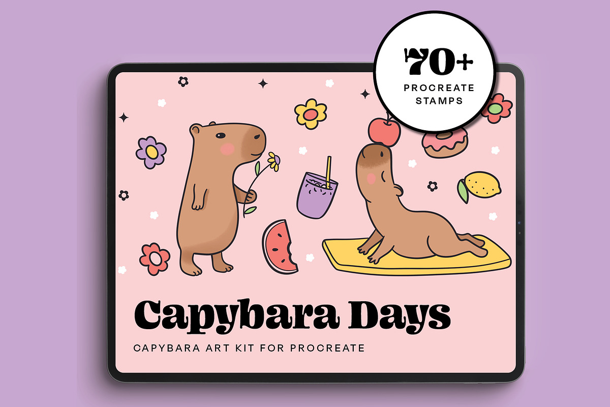 Capybara Days for Procreate, a Brush Add-On by Pencil Twist (Photo 1 of 9)