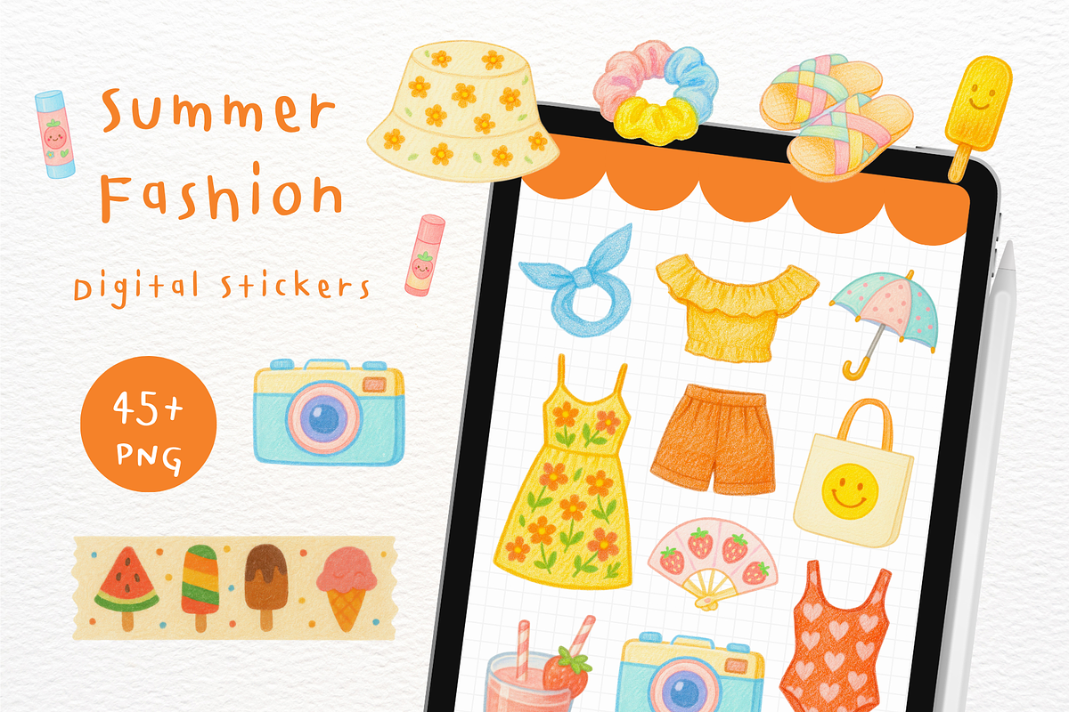 Summer Fashion Goodnotes Stickers, an Illustration by mimimeow (Photo 1 of 3)