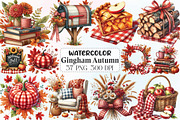 Red Gingham Autumn Clipart, an Illustration by CraftArtStudio (Thumbnail 1 of 6)