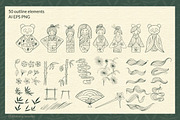Japanese kokeshi doll clipart, an Object Graphic by Tatyana_Zenartist (Thumbnail 3 of 12)