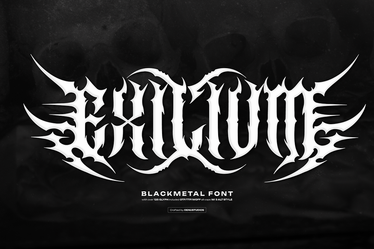 Exilium | Black Metal Font, a Blackletter Font by Denustudios (Photo 1 of 12)