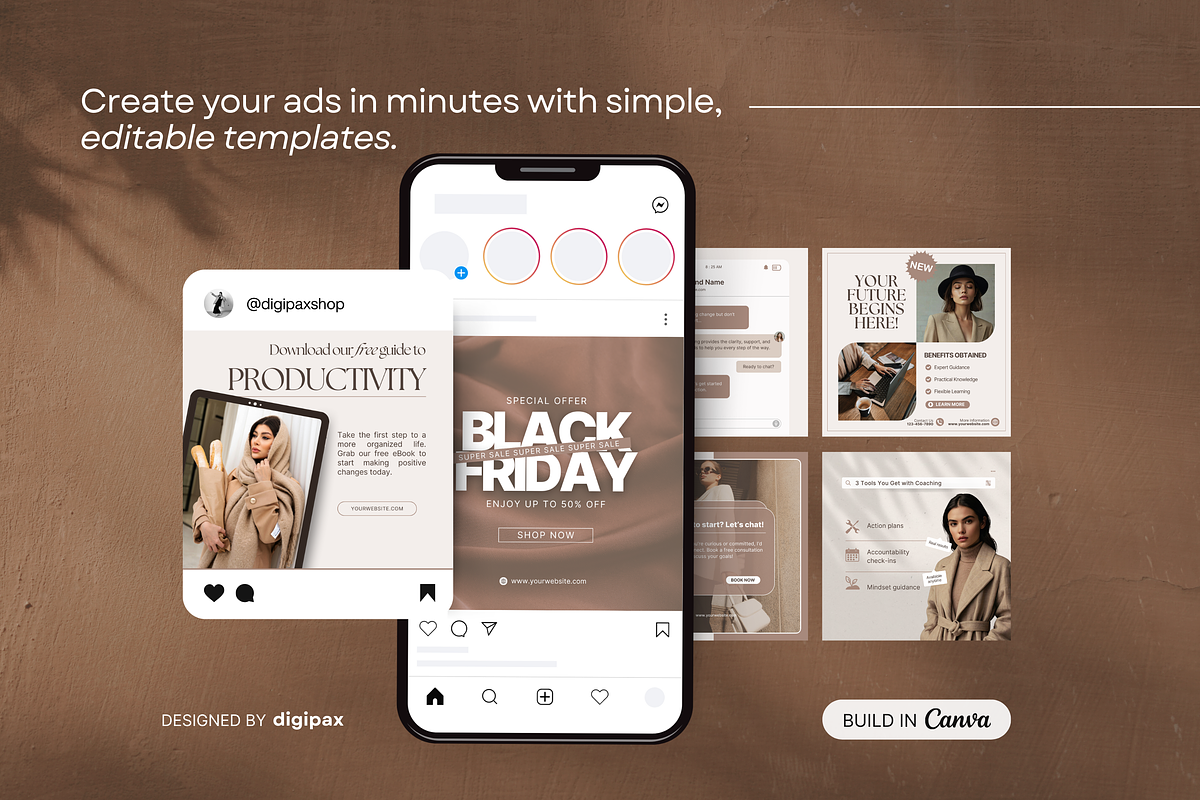 Coach Static Ad Templates Meta Beige, a Social Media Template by DigiPax (Photo 4 of 11)