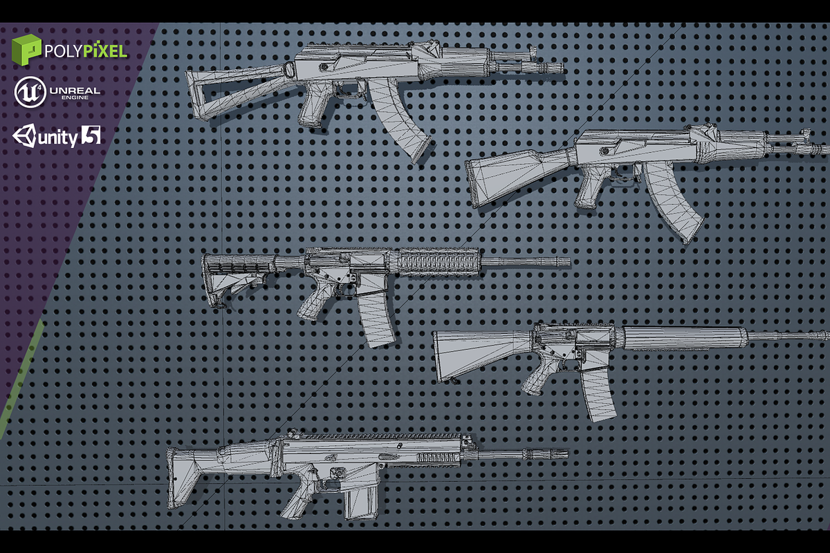 Weapon Pack: Assault Rifles, an Object 3D Model by PolyPixel (Photo 9 of 9)