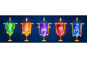 Medieval kingdom banners on golden, an Object Illustration by art PVP - market
