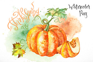 Pumpkin Watercolor Digital Clipart