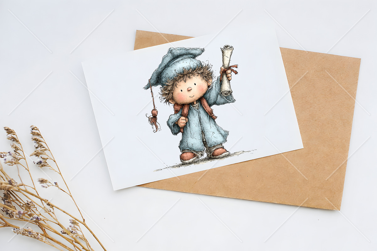 Whimsical Graduation Kids Clipart, a Seasonal Illustration by Canvas Craft (Photo 10 of 10)
