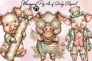 Whimsical Pig 4th of July Clipart, an Animal Illustration by SVGArt (Thumbnail 1 of 9)