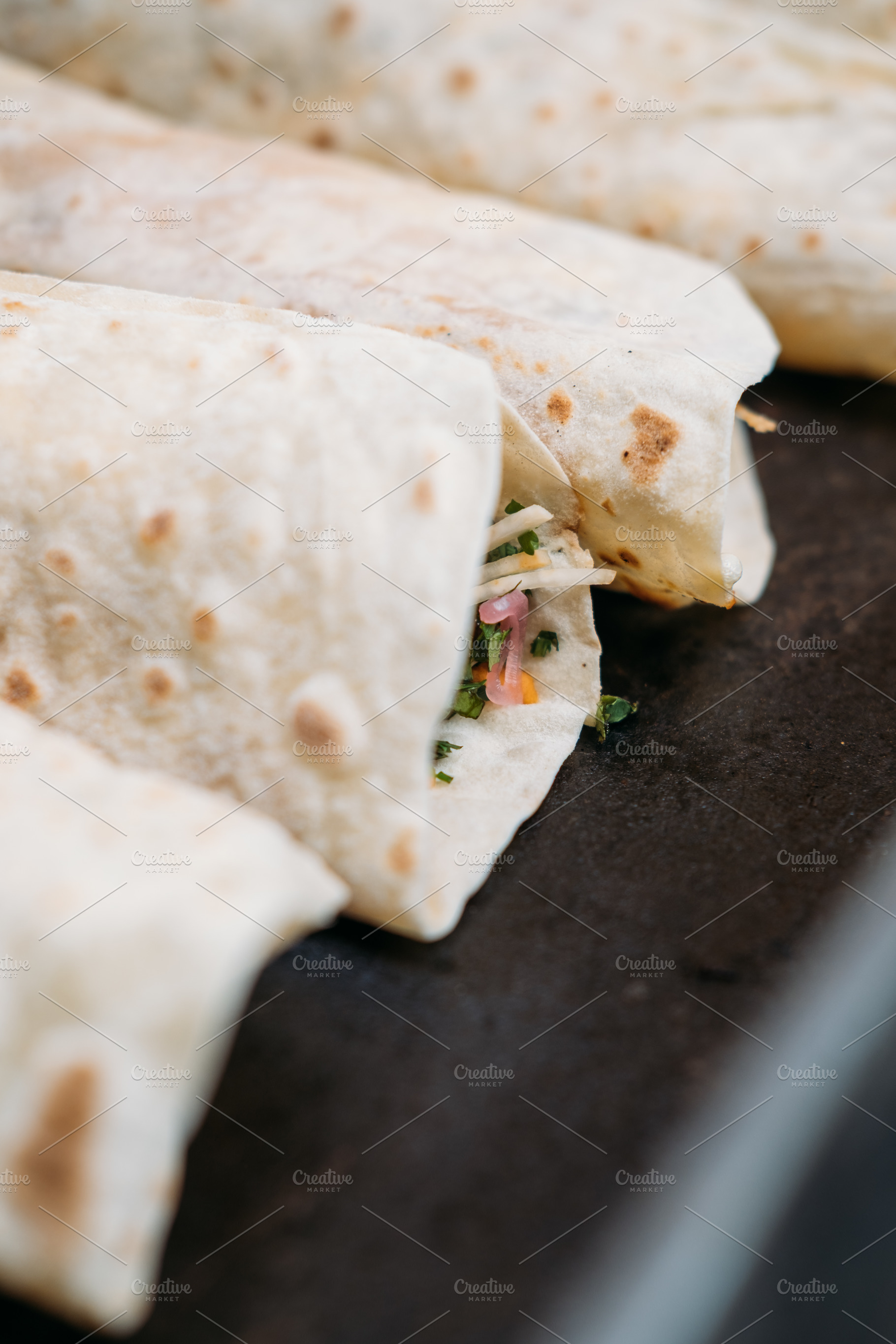 Doner kebab street food shawarma row flatbread, a Food & Drink Photo by Photo Drive Studio