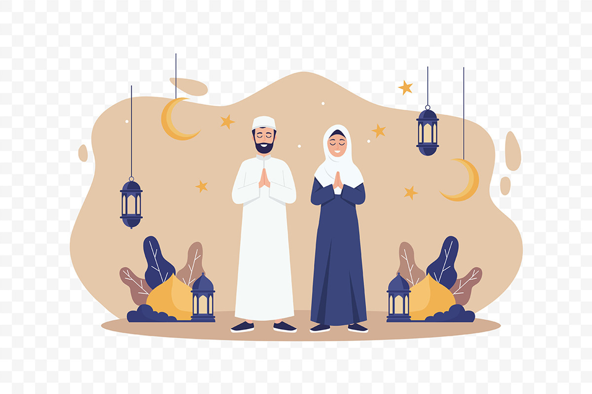 Happy Muslim Couple Eid Mubarak, an Illustration by Partikusi Design (Photo 3 of 3)