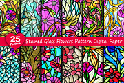 25 stained glass flowers pattern, a Pattern Graphic by jannatulpakhi (Thumbnail 1 of 3)