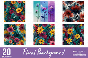 Watercolour Floral Background Bundle, an Illustration by Sofia's Fashion
