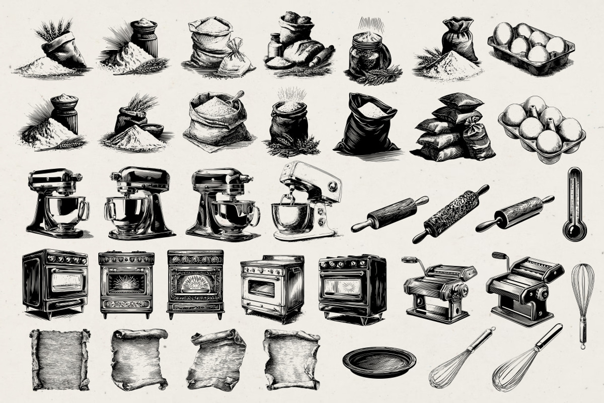 280 Vintage Bakery Illustrations, a Food Illustration by Nocturnal Wolf (Photo 13 of 15)