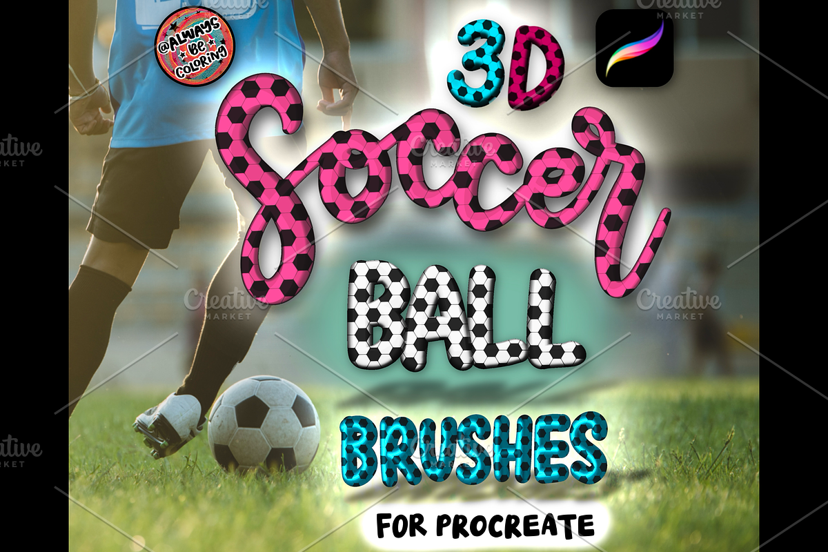 Procreate 3D Soccer Lettering Set, a Brush Add-On by AlwaysBeColoring (Photo 1 of 14)
