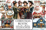 Watercolor Rustic Christmas Clipart, an Illustration by Libby Wishes (Thumbnail 1 of 7)