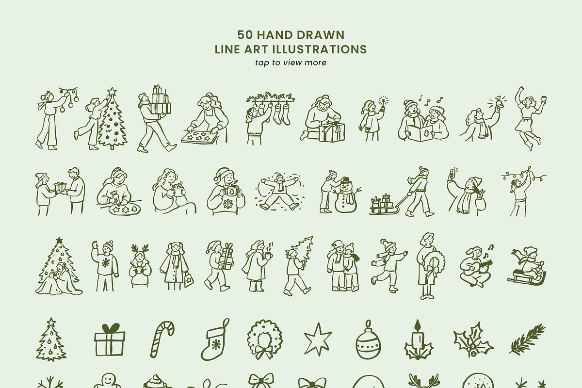 50 Christmas Hand Drawn Illustration, a Person Illustration by digitalsbydepi (Photo 4 of 10)