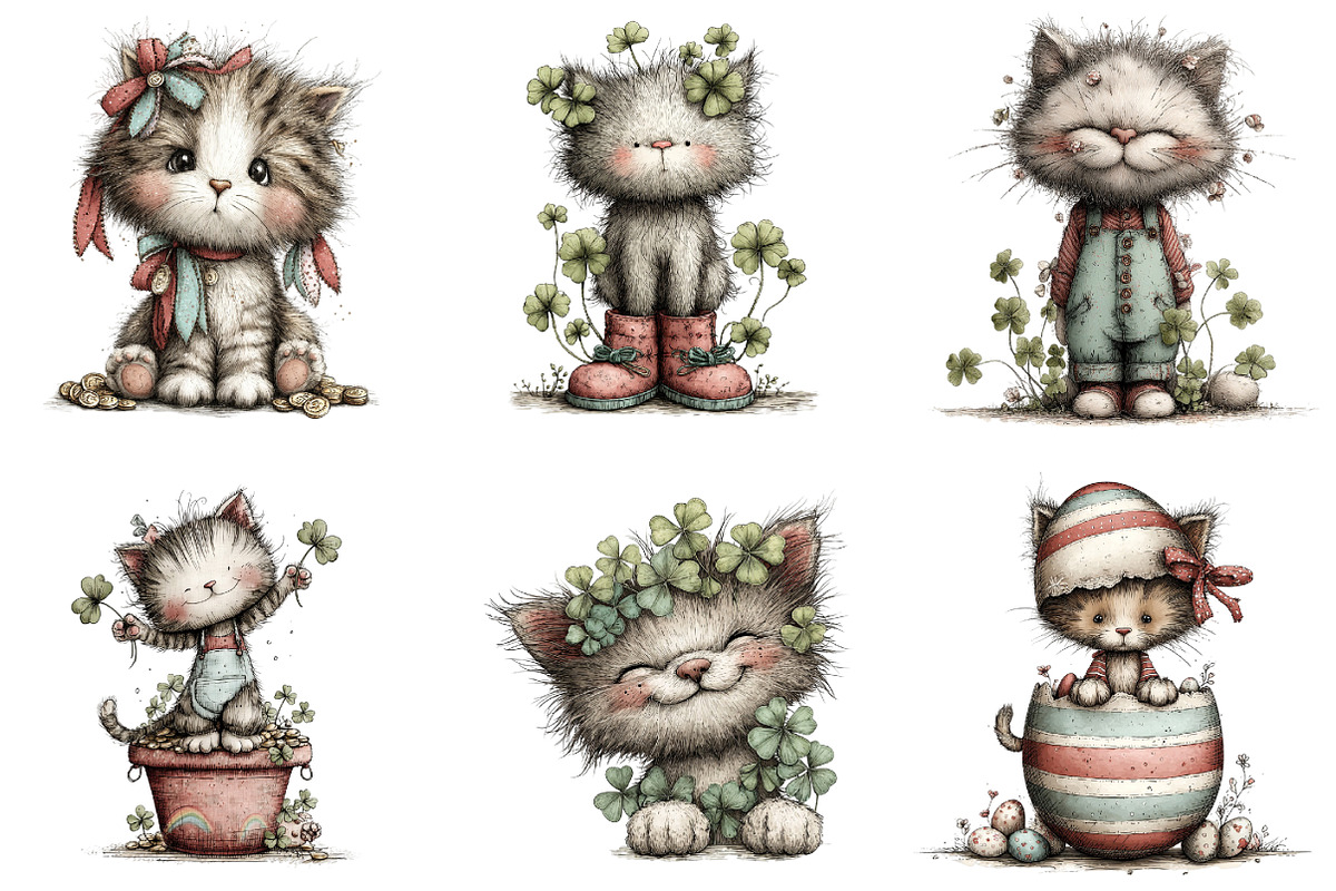 St Patrick Day Cats Clipart, an Illustration by designcity5 (Photo 3 of 5)