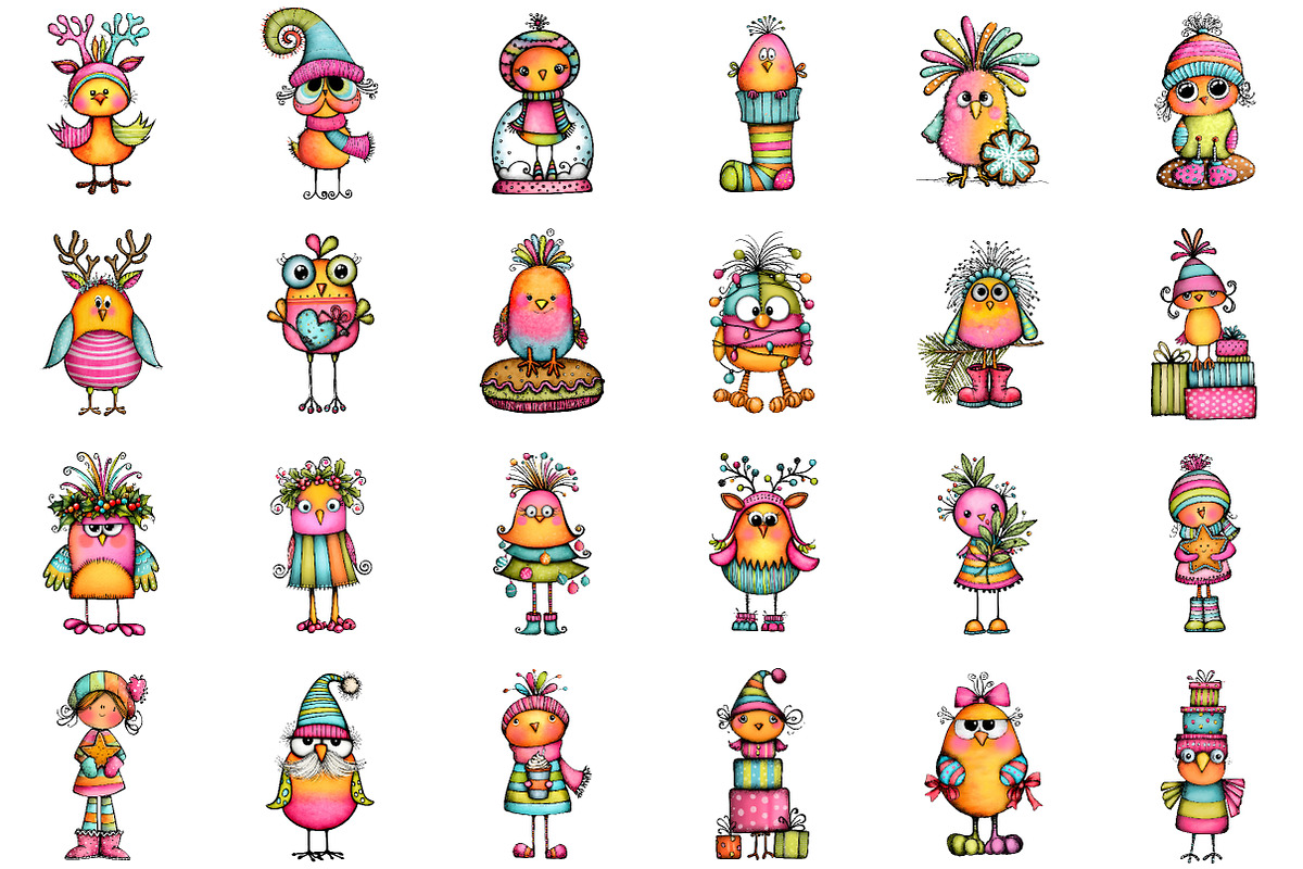 Whimsical Christmas Chick Clipart, an Illustration by Sublimation Artist (Photo 2 of 6)