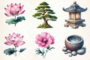 Japanese Summer Garden Clipart, an Illustration by DreamCafeArt (Thumbnail 3 of 9)