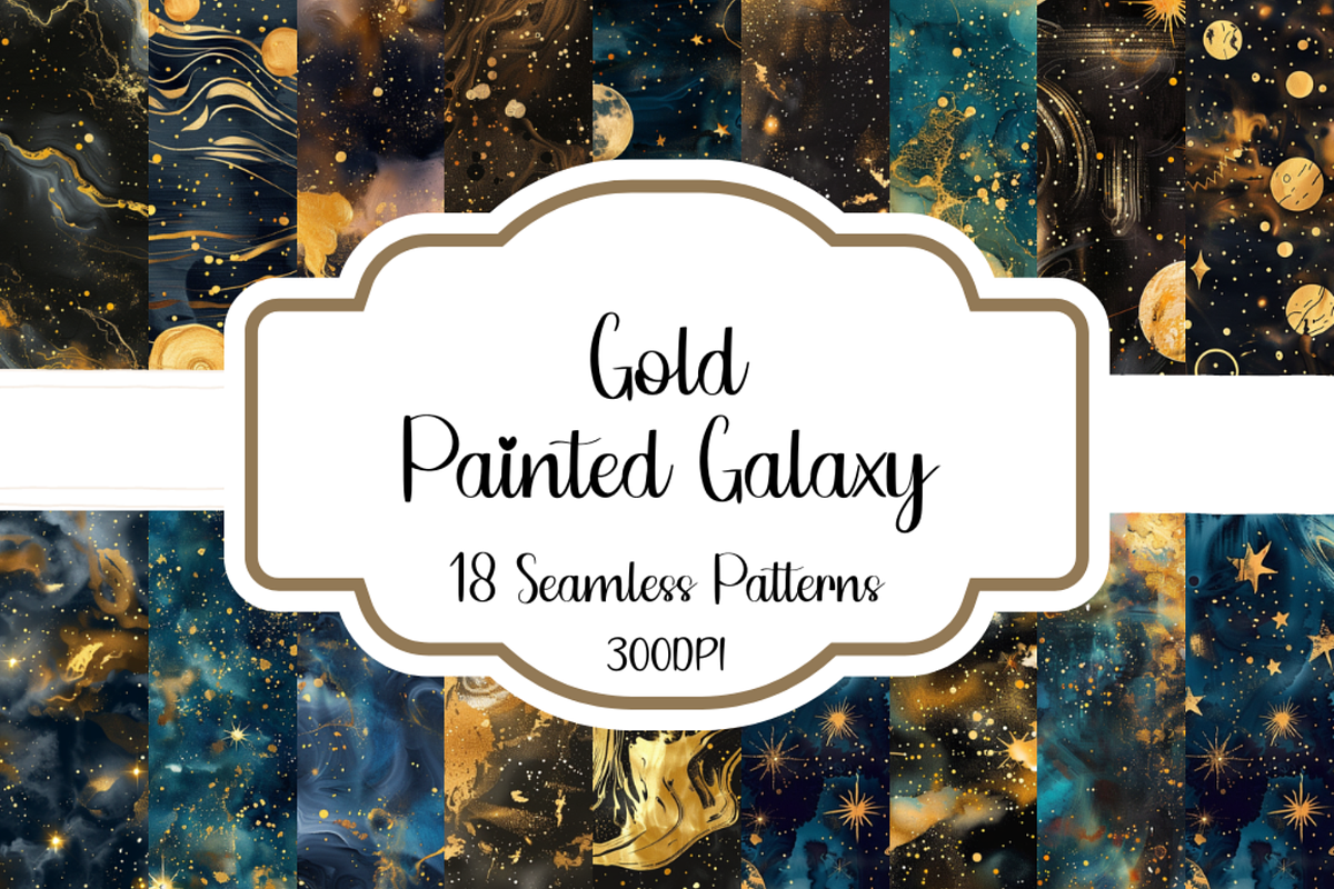 Gold Painted Galaxy Patterns, a Pattern Graphic by PrintablesByFranklyn (Photo 1 of 4)