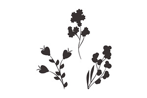 Black floral abstract silhouettes, an Object Illustration by okskukuruza