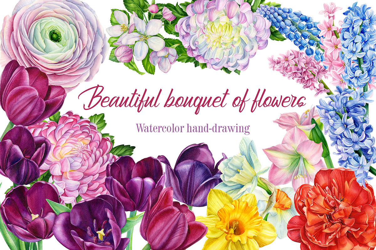 Beautiful bouquet of flowers, a Decorative Illustration by Hanna Hryharenka (Photo 1 of 10)