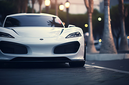 Modern car driving on a road, a Transportation Photo by AlyaAnd