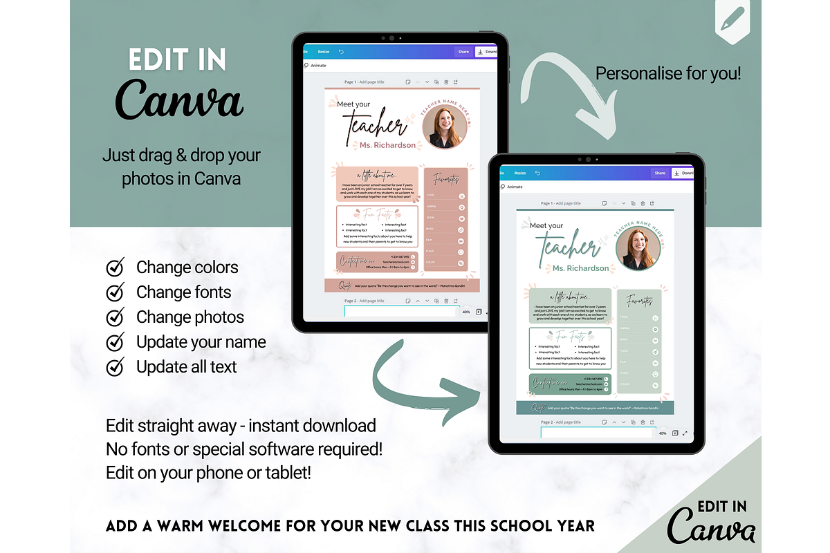 Meet the Teacher Template - Canva, a Templates & Theme by Templatables (Photo 5 of 9)