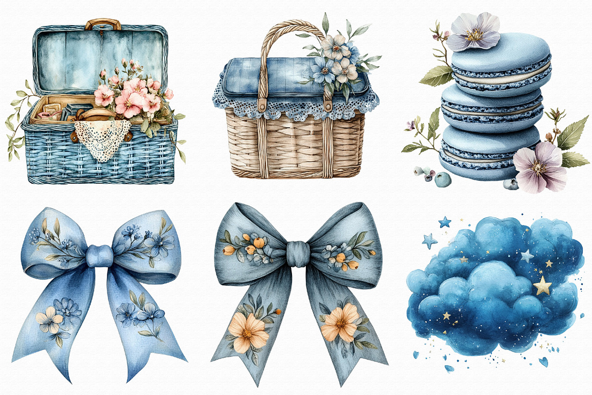 Dusty Blue Spring Clipart, an Illustration by Libby Wishes (Photo 4 of 9)
