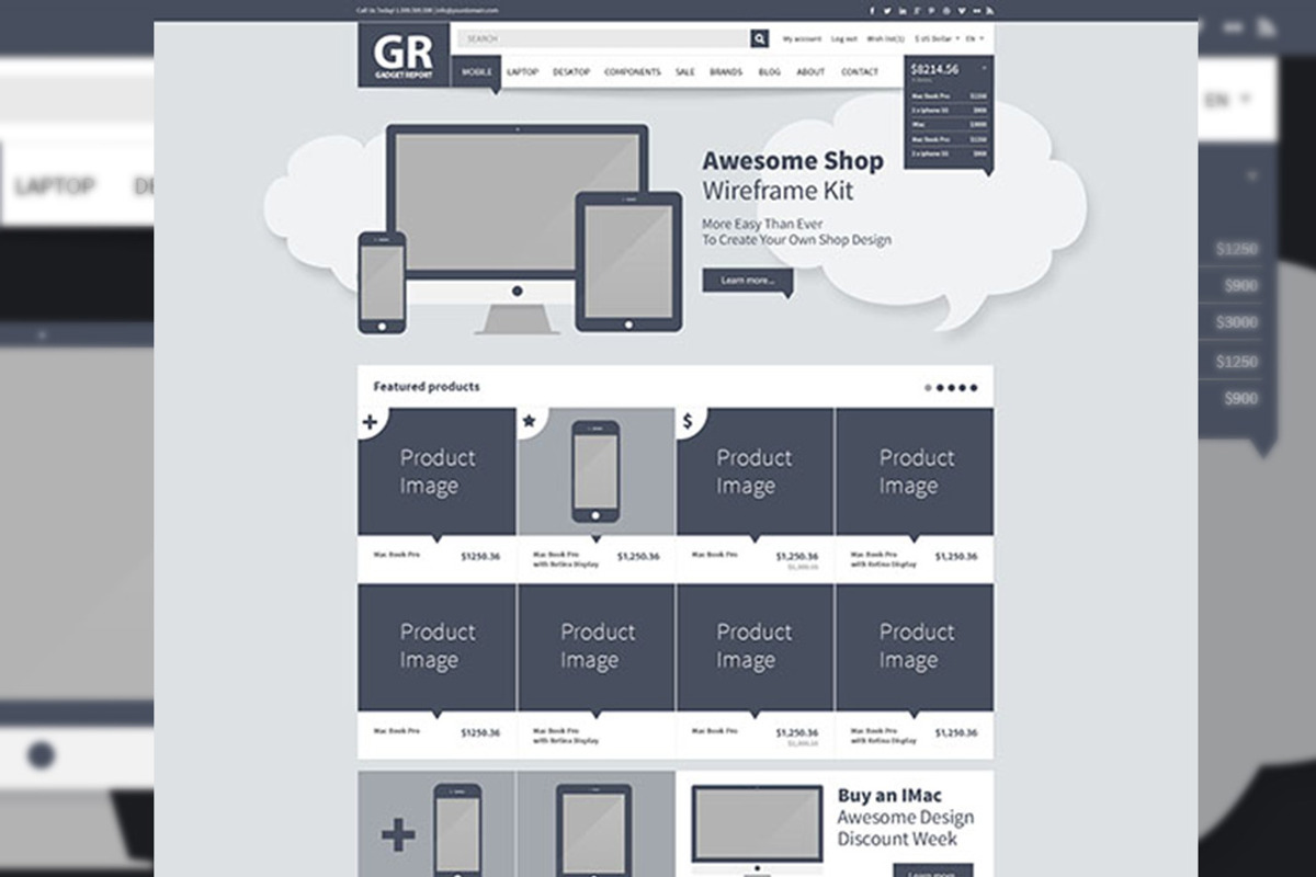 Online Shop Webdesign Wireframe Kit, a Wireframe Template by DesignSomething (Photo 2 of 5)