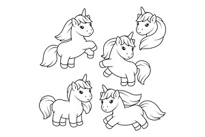 Set of unicorns., an Animal Illustration by incomible