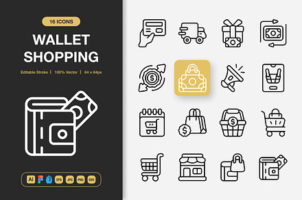 Wallet Shopping Icons