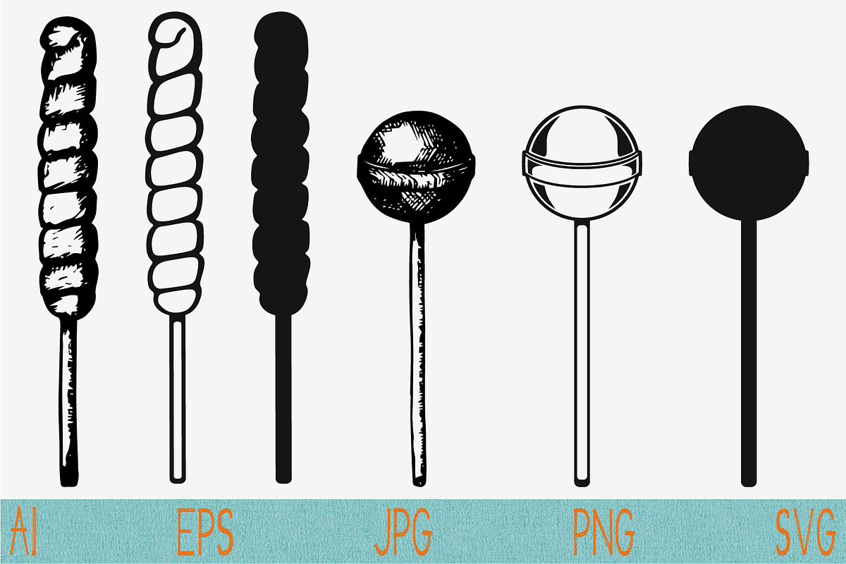Stick candy svg, sweet, lollipop set, an Icon by FileVectorSVG