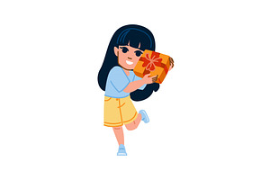 Happy girl holding gift box, an Object Illustration by pikepicture