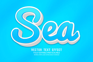 Sea Vector 3d Editable Text Effect