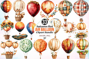 Autumn Hot Air Balloon Clipart PNG, an Illustration by Canvas Craft