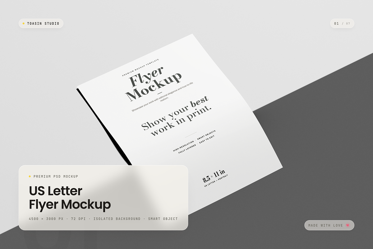 US Letter Flyer Mockup, an Advertising Mockup by Toasin Studio (Photo 1 of 7)