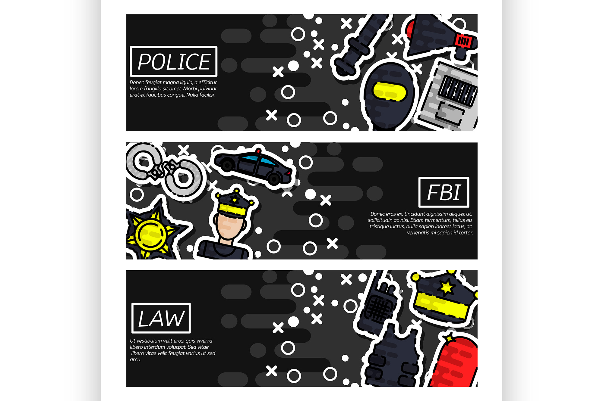 Banners about police, a Decorative Illustration by Netkoff