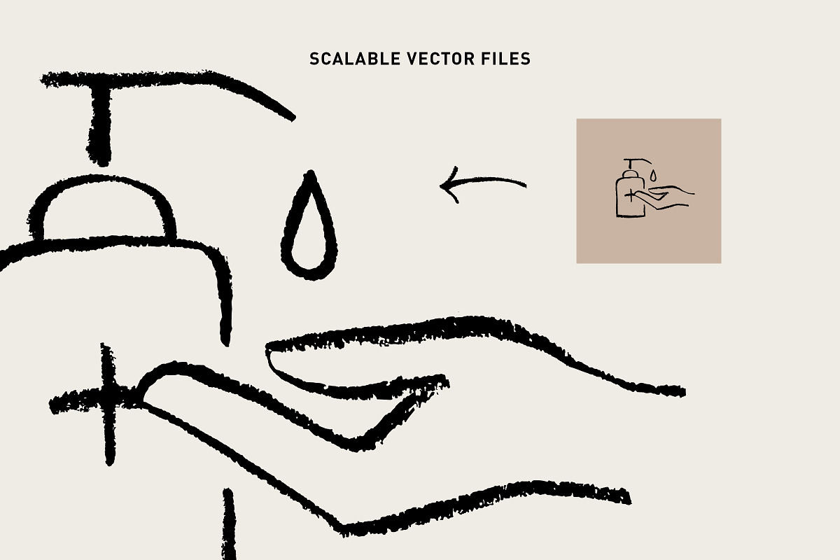 Hand-Drawn Covid-19 Prevention Icons, an Icon by Space Between (Photo 2 of 6)